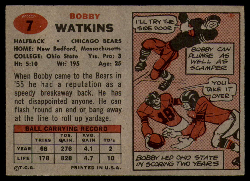 1957 Topps #7 Bobby Watkins EX/NM ID: 72215