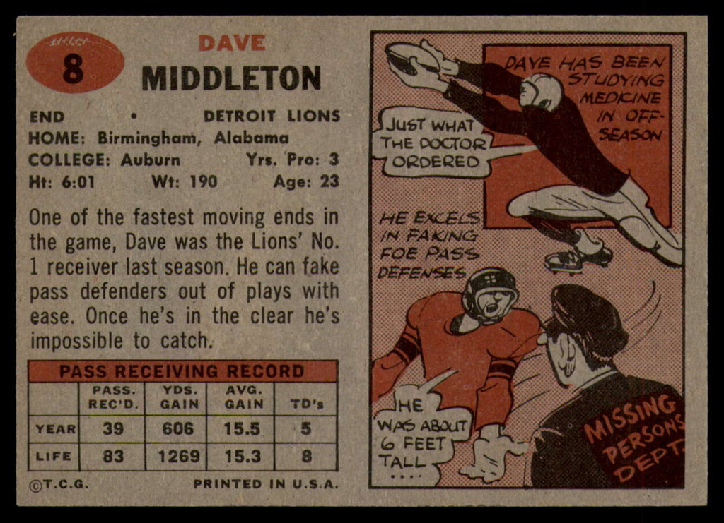 1957 Topps #8 Dave Middleton EX/NM ID: 72222