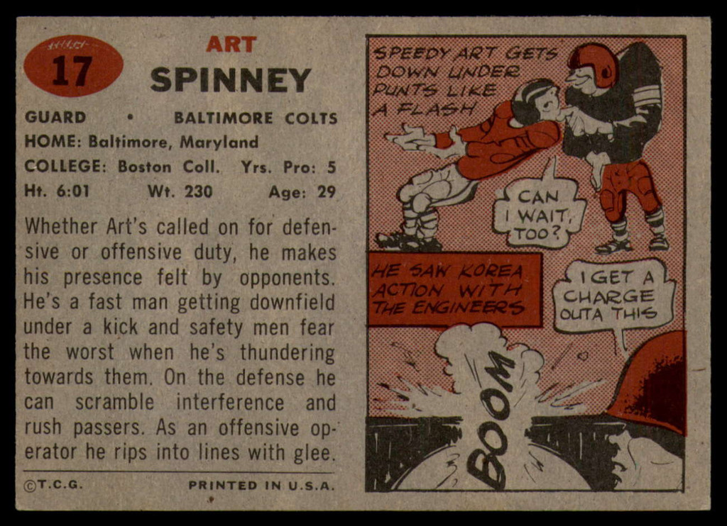 1957 Topps #17 Art Spinney EX/NM ID: 72254