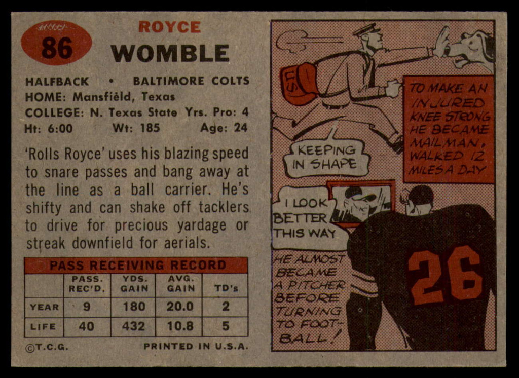 1957 Topps #86 Royce Womble EX/NM ID: 72557