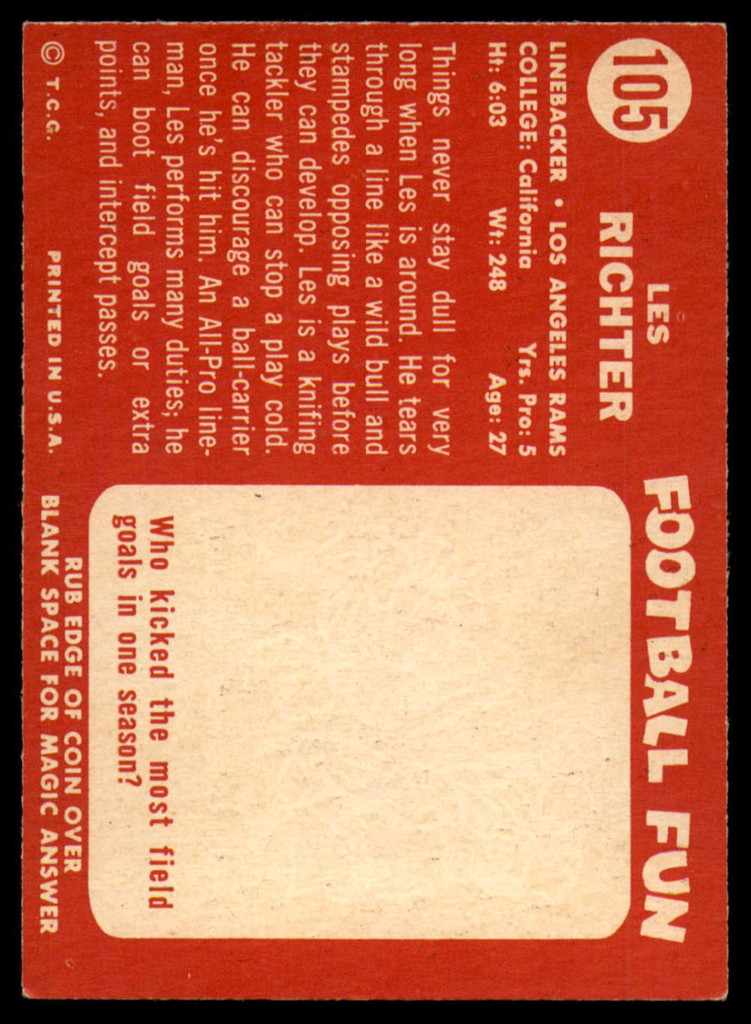 1958 Topps #105 Les Richter EX/NM ID: 73840