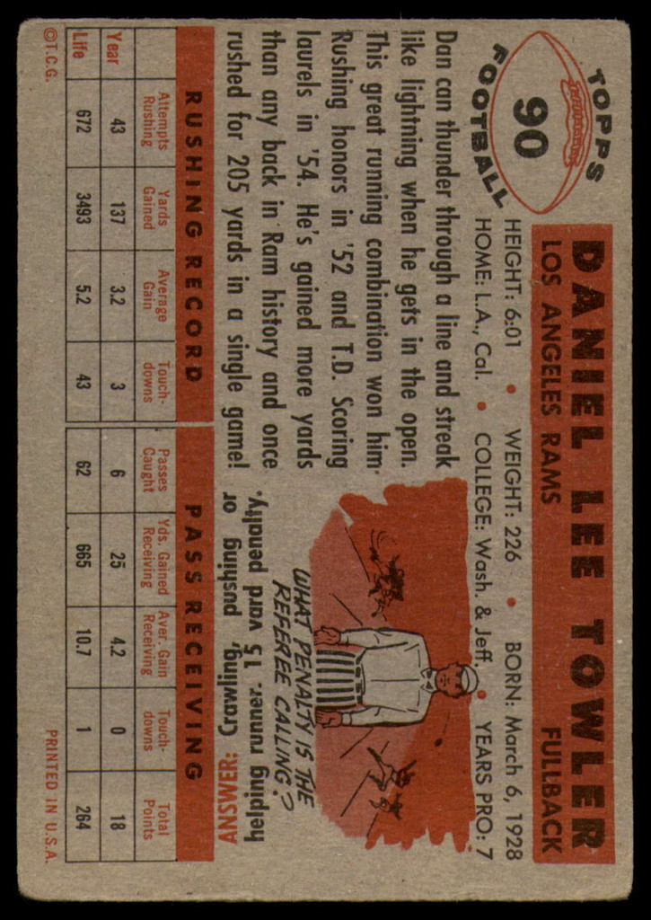 1956 Topps #90 Dan Towler VG/EX