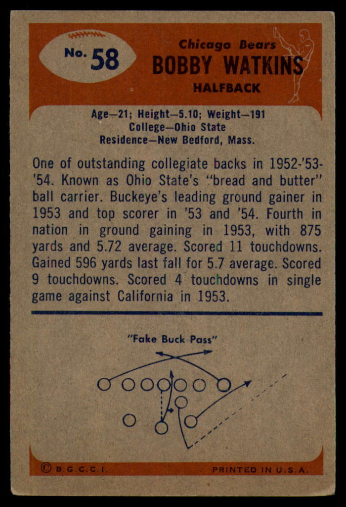 1955 Bowman #58 Bobby Watkins EX++ ID: 70624