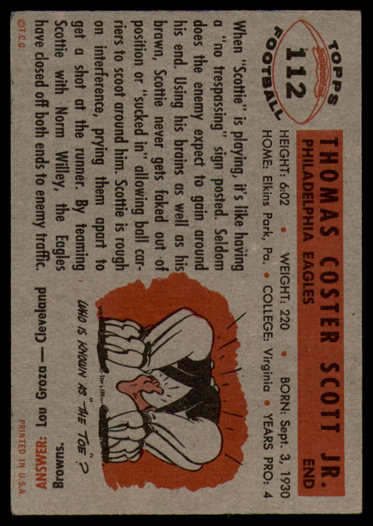 1956 Topps #112 Tom Scott EX ID: 79337