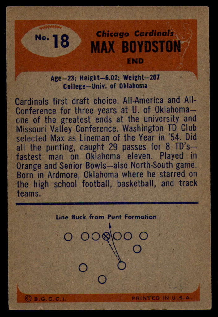 1955 Bowman #18 Max Boydston EX++ ID: 70379