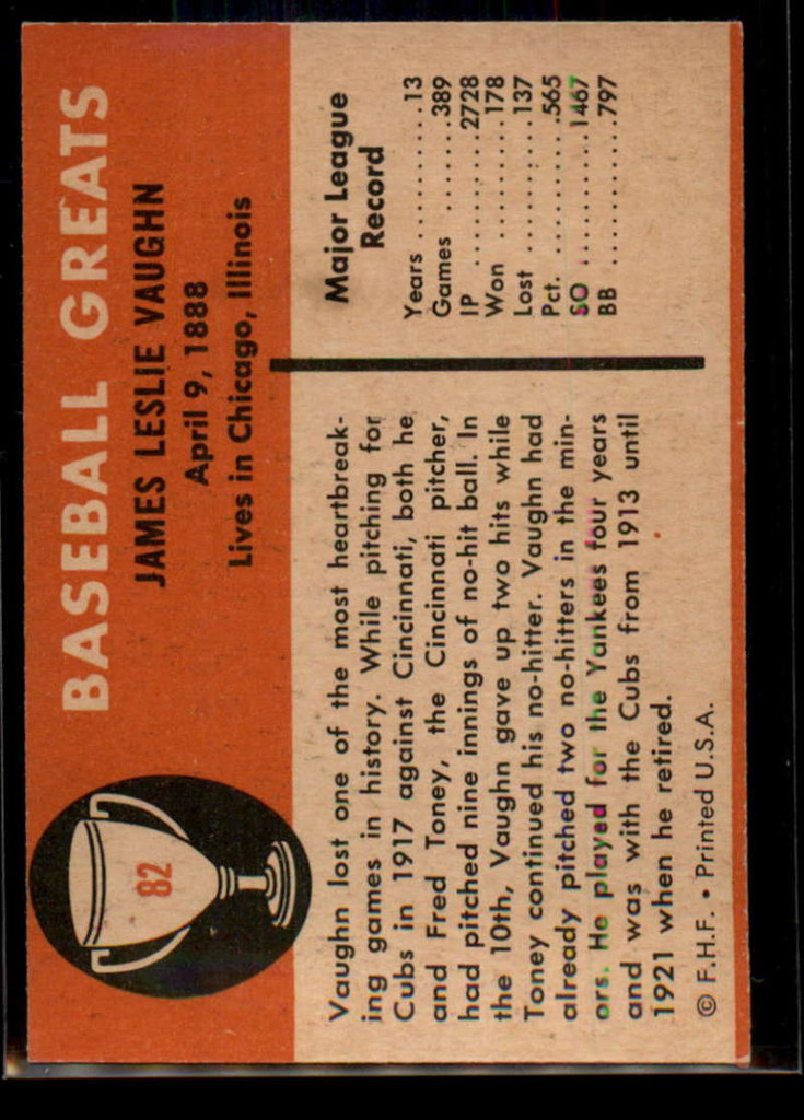 1961 Fleer #82 Jim Vaughn NM