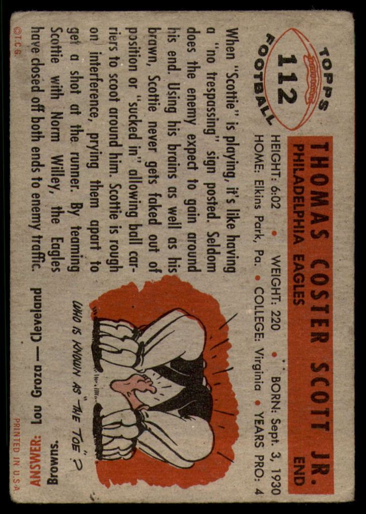 1956 Topps #112 Tom Scott VG ID: 72200