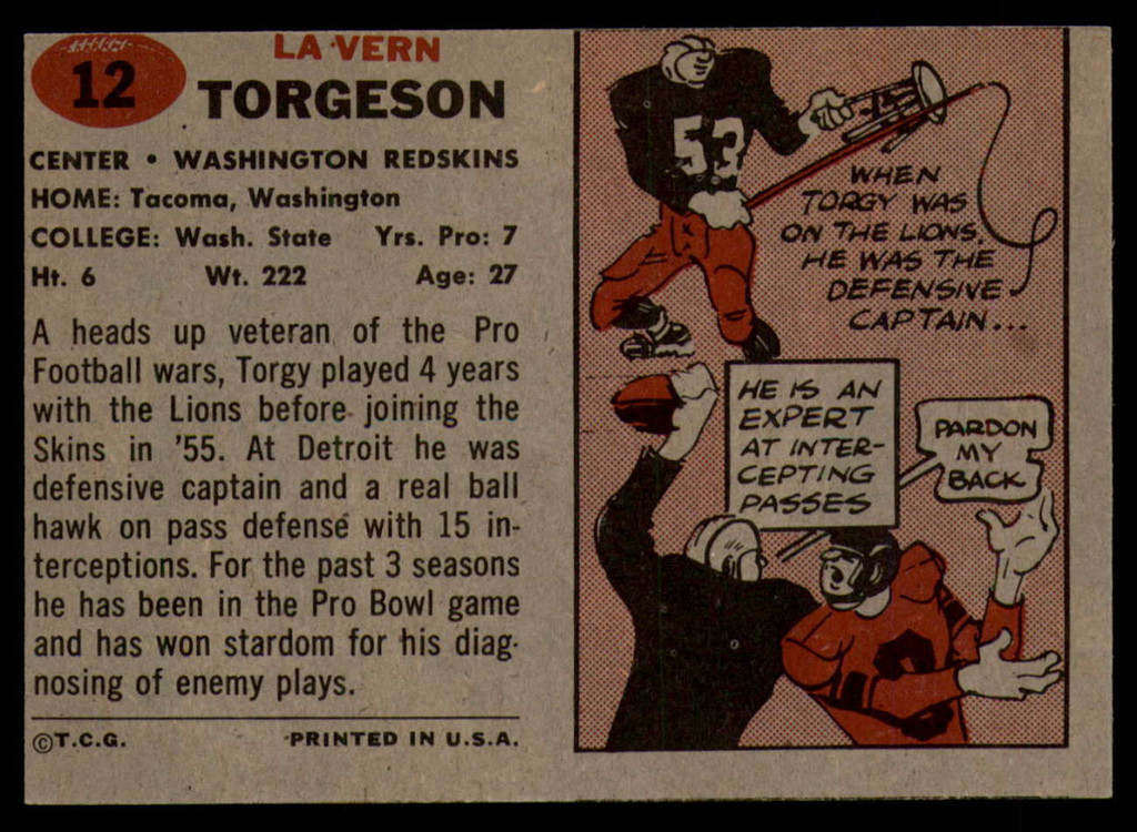 1957 Topps #12 Lavern Torgeson EX++ RC Rookie ID: 72234
