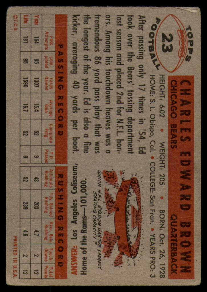 1956 Topps #23 Ed Brown VG ID: 72007
