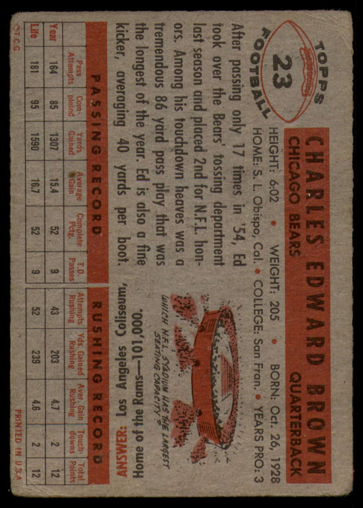 1956 Topps #23 Ed Brown VG ID: 72008