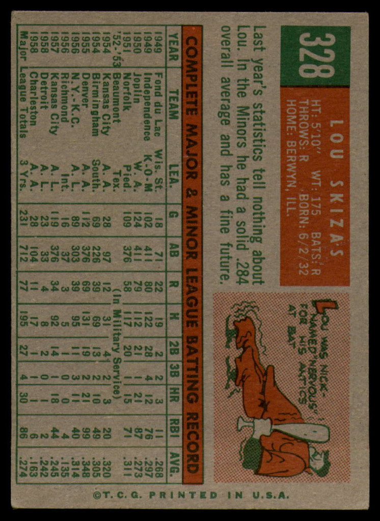 1959 Topps #328 Lou Skizas EX++ ID: 68224