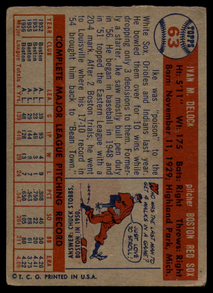 1957 Topps #63 Ike Delock G