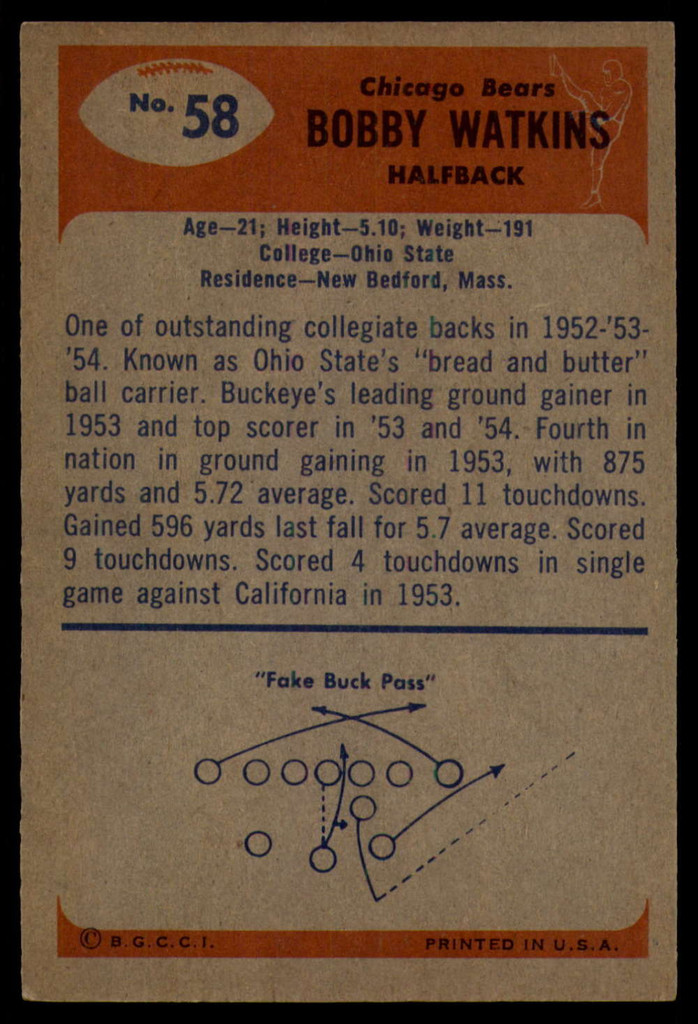1955 Bowman #58 Bobby Watkins EX ID: 70629
