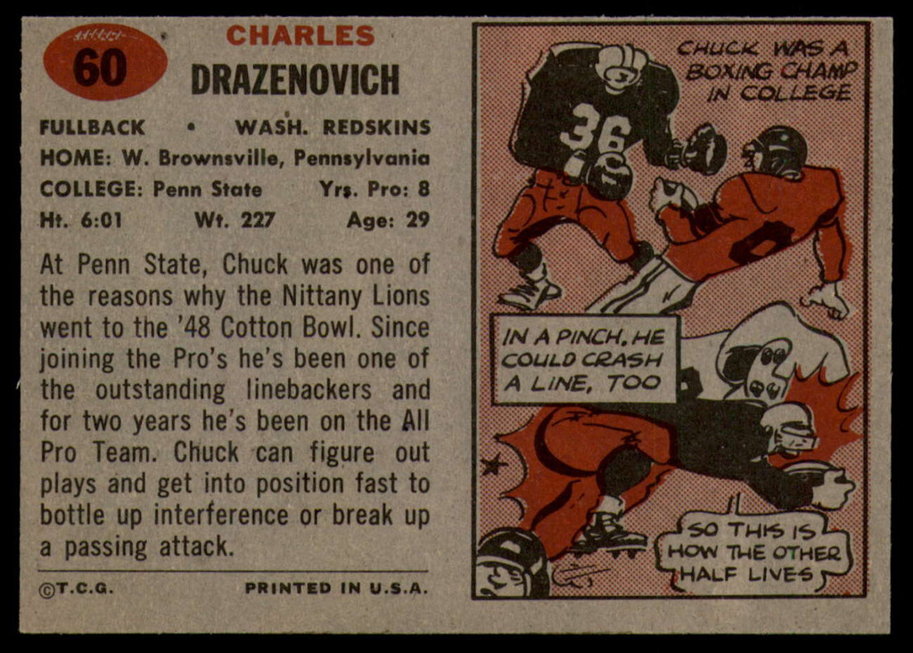 1957 Topps #60 Chuck Drazenovich EX++ ID: 72443