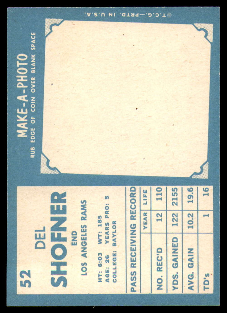 1961 Topps #52 Del Shofner NM ID: 75004