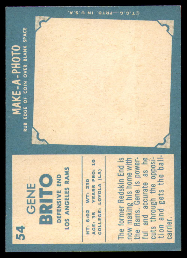 1961 Topps #54 Gene Brito EX/NM ID: 75014