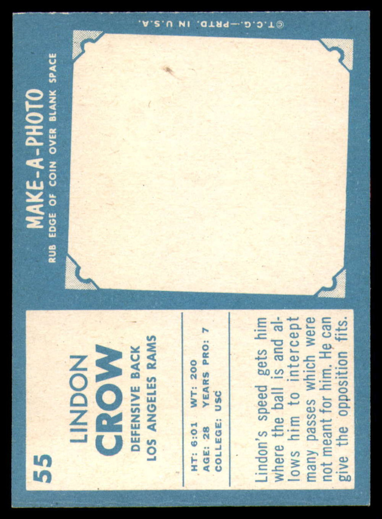 1961 Topps #55 Lindon Crow EX/NM ID: 75020