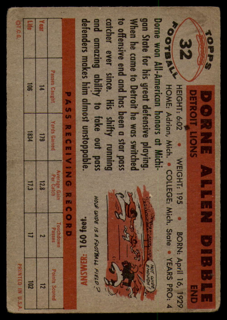 1956 Topps #32 Dorne Dibble VG