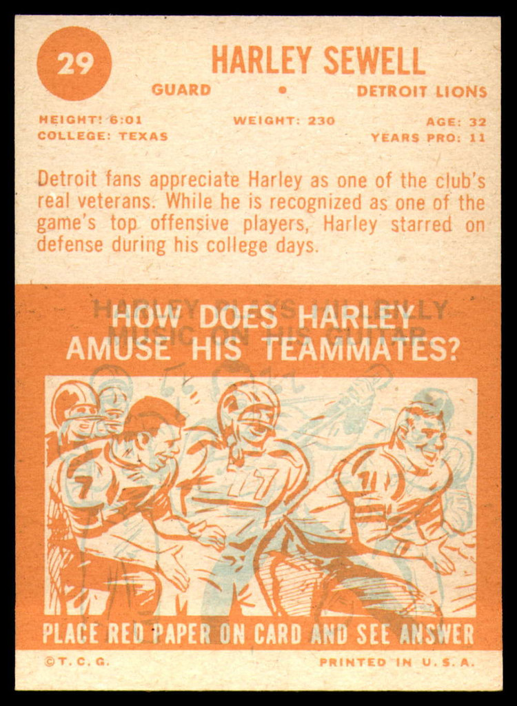 1963 Topps # 29 Harley Sewell EX/NM ID: 75377