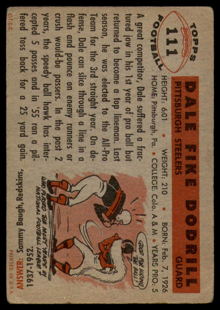 1956 Topps #111 Dale Dodrill VG ID: 81268