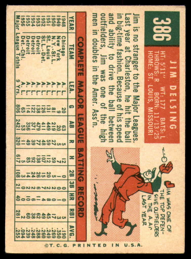 1959 Topps #386 Jim Delsing VG/EX