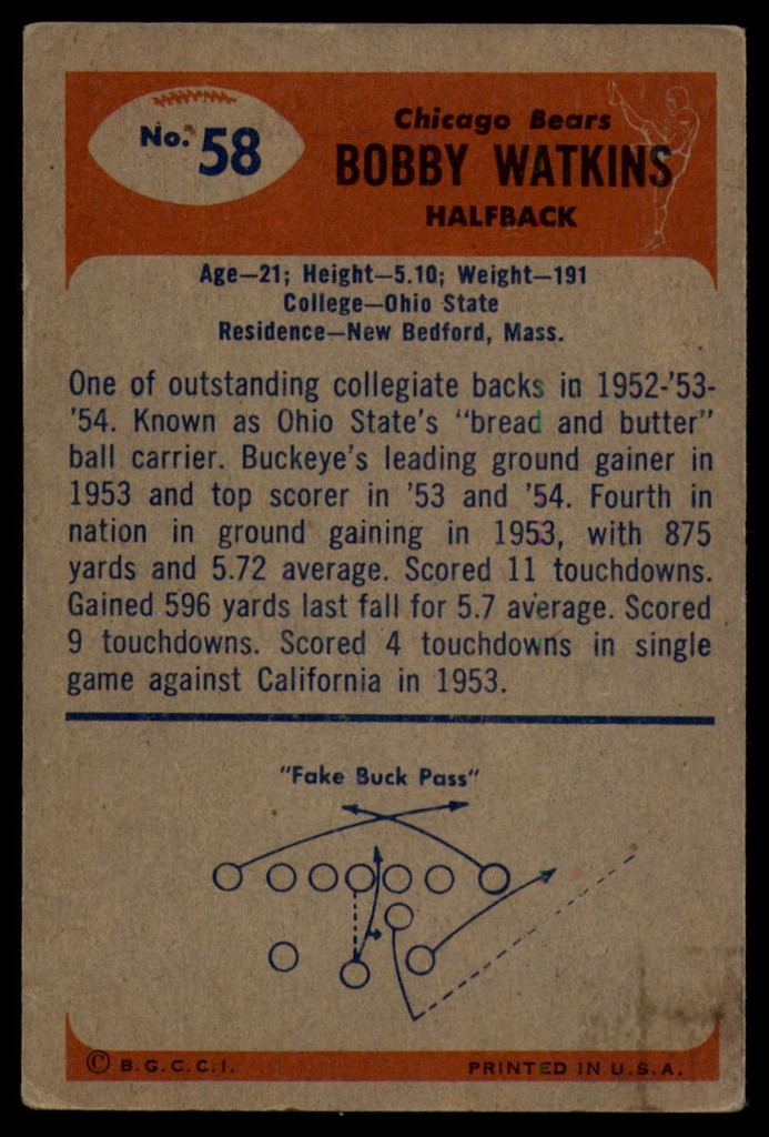 1955 Bowman #58 Bobby Watkins VG ID: 81090