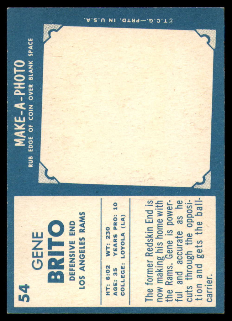 1961 Topps #54 Gene Brito EX ID: 75015