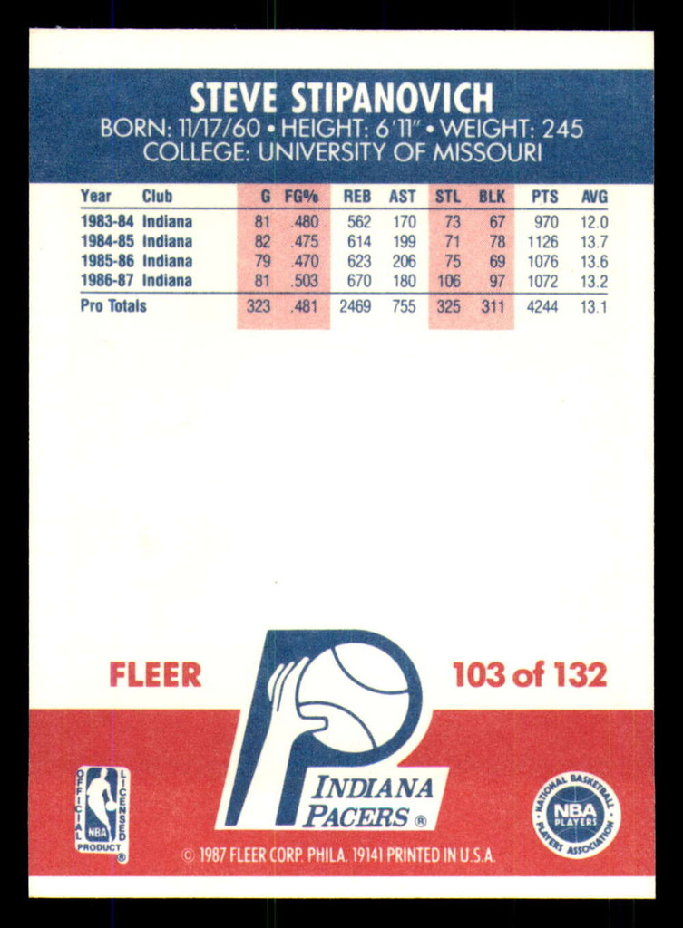 1987-88 Fleer #103 Steve Stipanovich Near Mint+ Basketball  ID: 303459