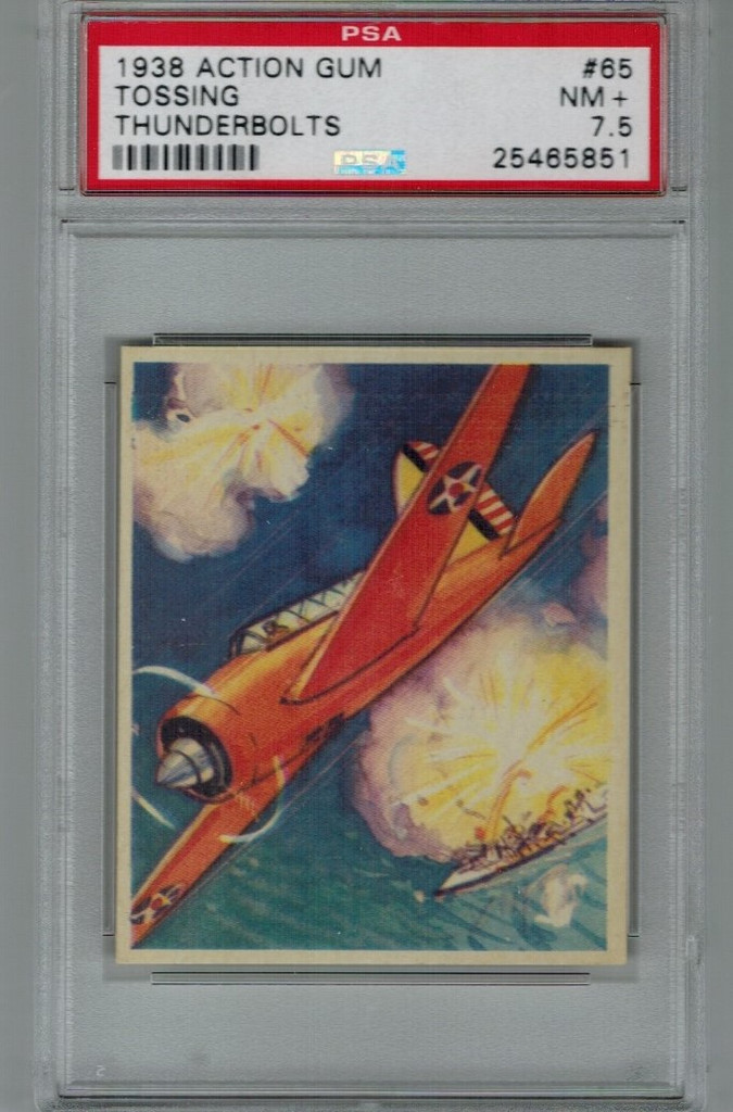 1938 Action Gum #65  Tosssing Thunderbolts  PSA 7.5 NM+  #*