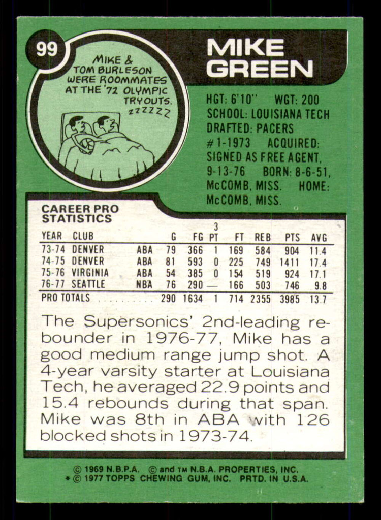 1977-78 Topps #99 Mike Green Very Good   