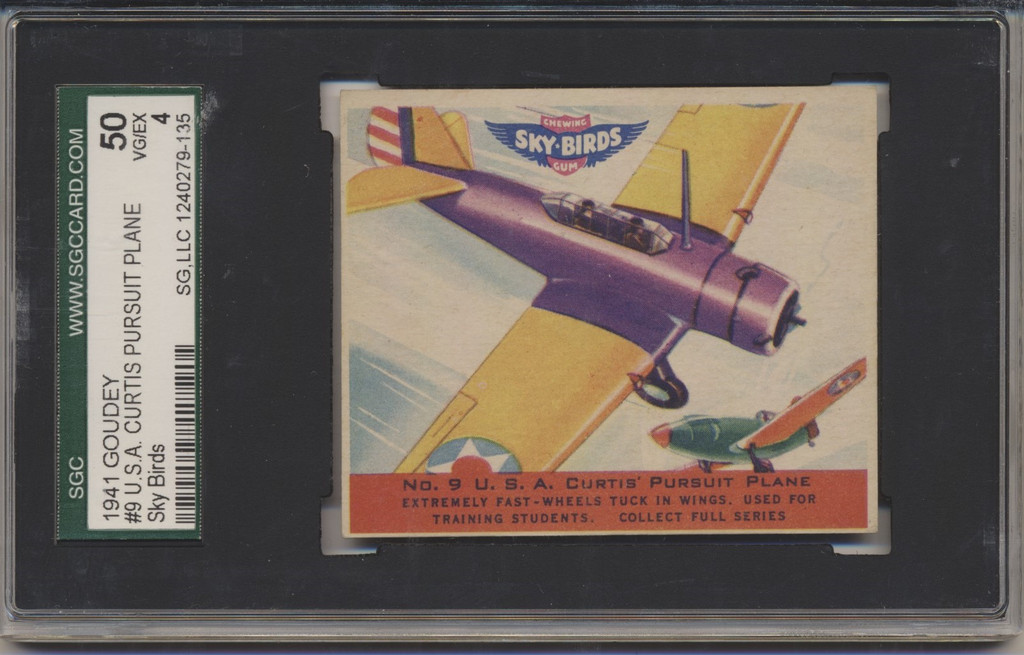 1941 SKY BIRDS #9 USA CURTIS PURSUIT PLANE SGC 50 VG/EX 4   #*