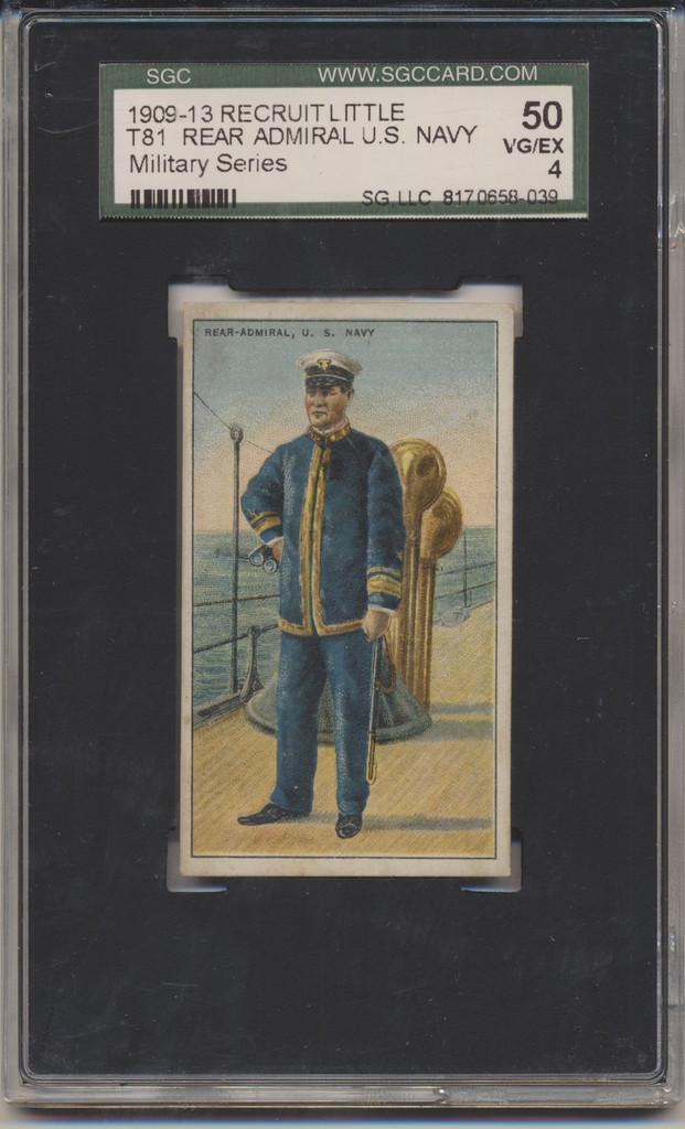 1910 T81 MILITARY INFANTRY, REAR ADMIRAL US NAVY SGC 50 VG-EX 4   #*