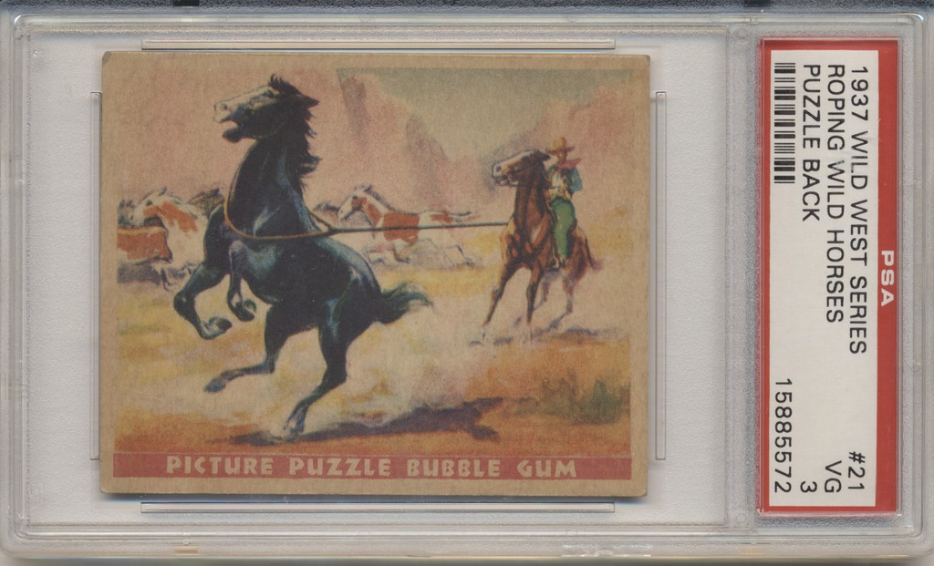 1937 WILD WEST SERIES #21 ROPING WILD HORSES PSA 3 VG  #*