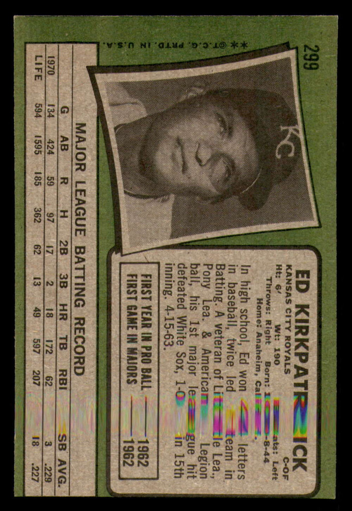 1971 Topps #299 Ed Kirkpatrick Ex-Mint  ID: 307349
