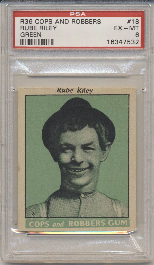 1935 R36 Cops And Robbers #18 Rube Riley (Green) PSA 6 EX-MT  #*