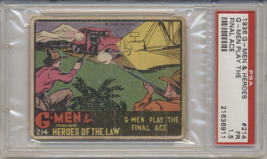 1936 R60 G-MEN & HEROES #214 G-MEN P;LAY THE FINAL ACE PSA 1.5 FAIR  #*