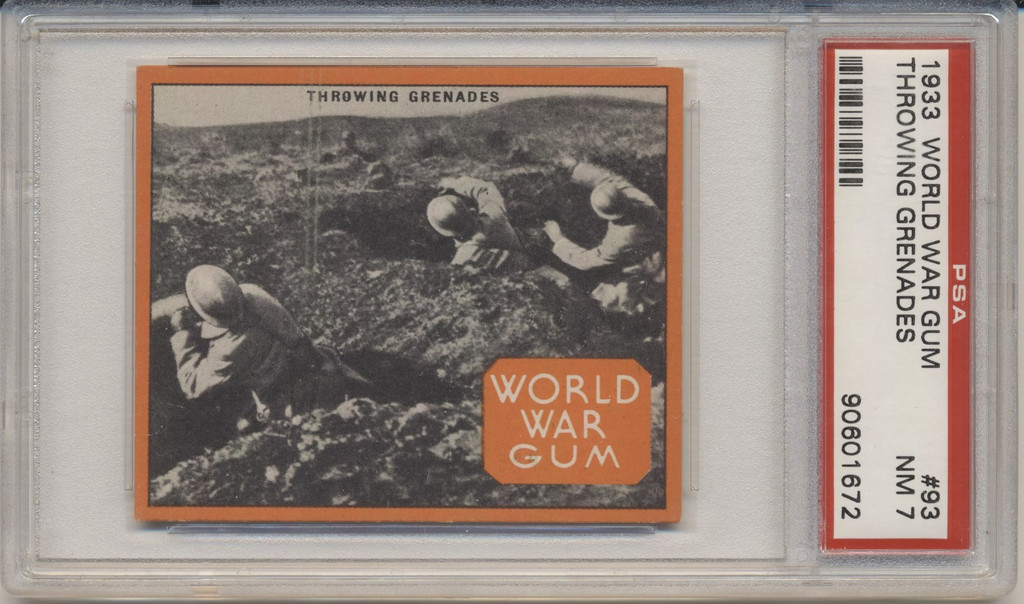 1933 World War Gum R174 #93 Throwing Grenades PSA 7 NM  #*