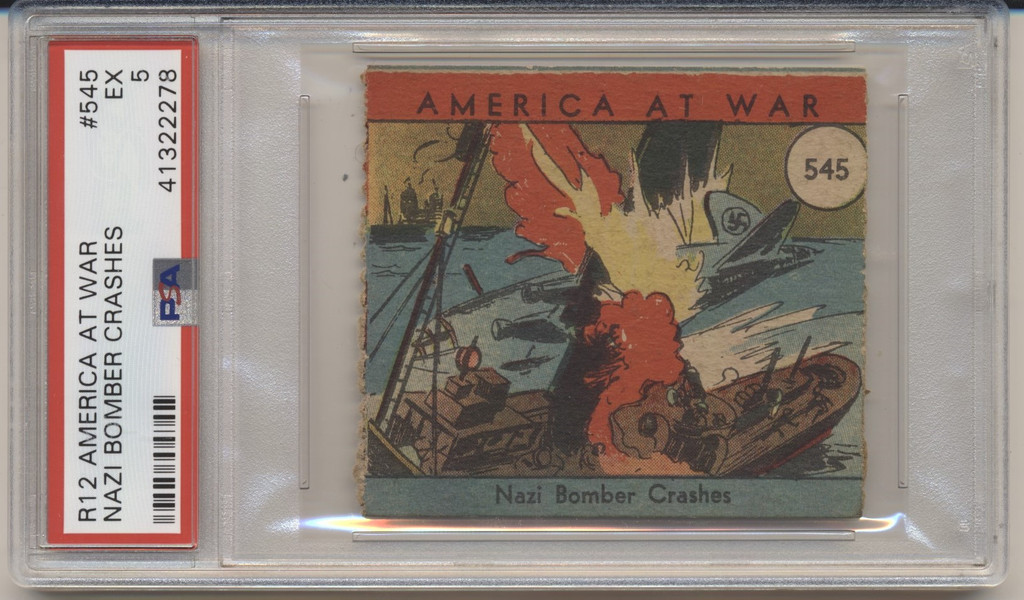 1942 R12 America At War #545 Naxi Bomber Crashes PSA 5 EX  #*
