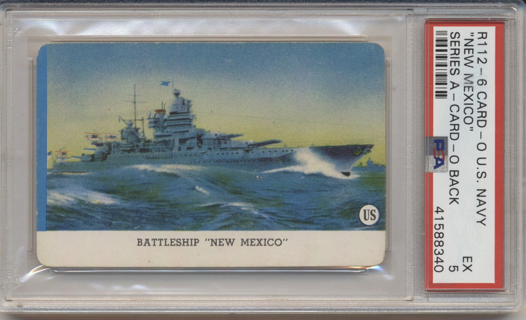 1940's R112-6 Card-O US Navy Series A Packed With Card-O Chewing Gum Battleship New Mexico PSA 5 EX  #*