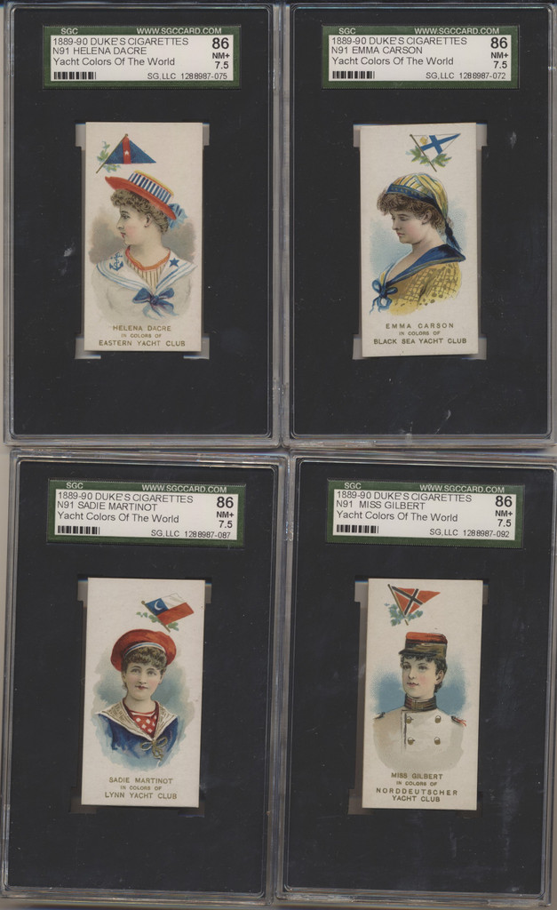 1889 N91 DUKES CIGARETTES YACHT COLORS OF THE WORLD SET 50 SGC GPA 4.83 VG-EX++  #*