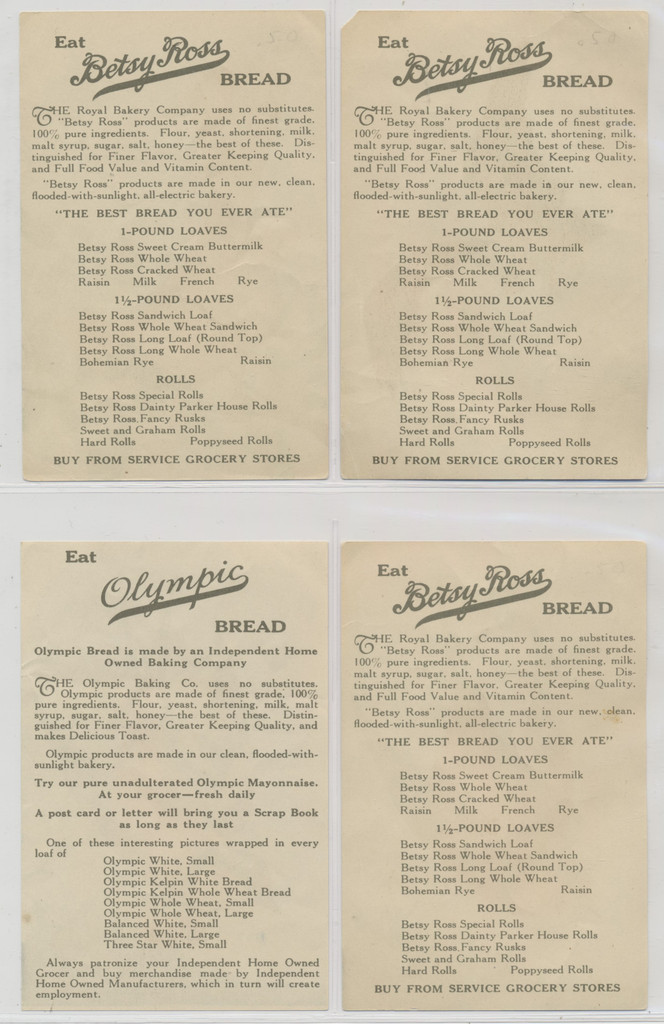 1930's D119 Birds Multiple Bakeries Lot 16  3 1/2 by 5 inches  #*sku2045