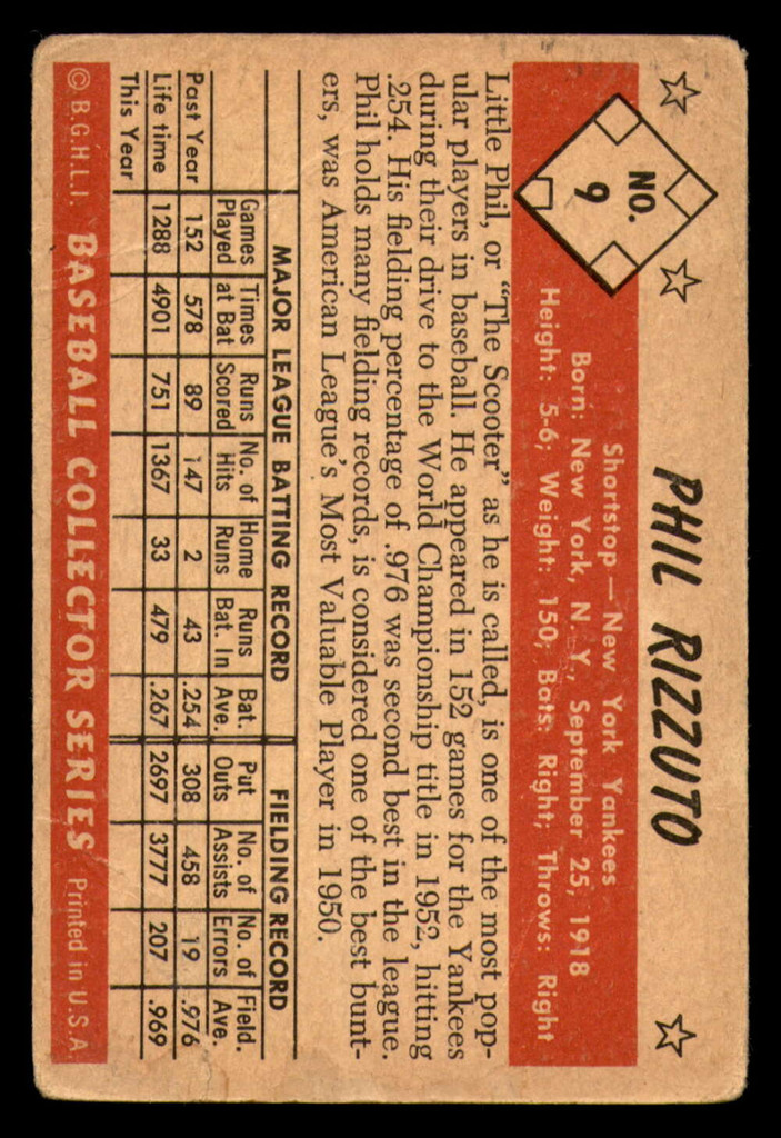 1953 Bowman Color #9 Phil Rizzuto Good 