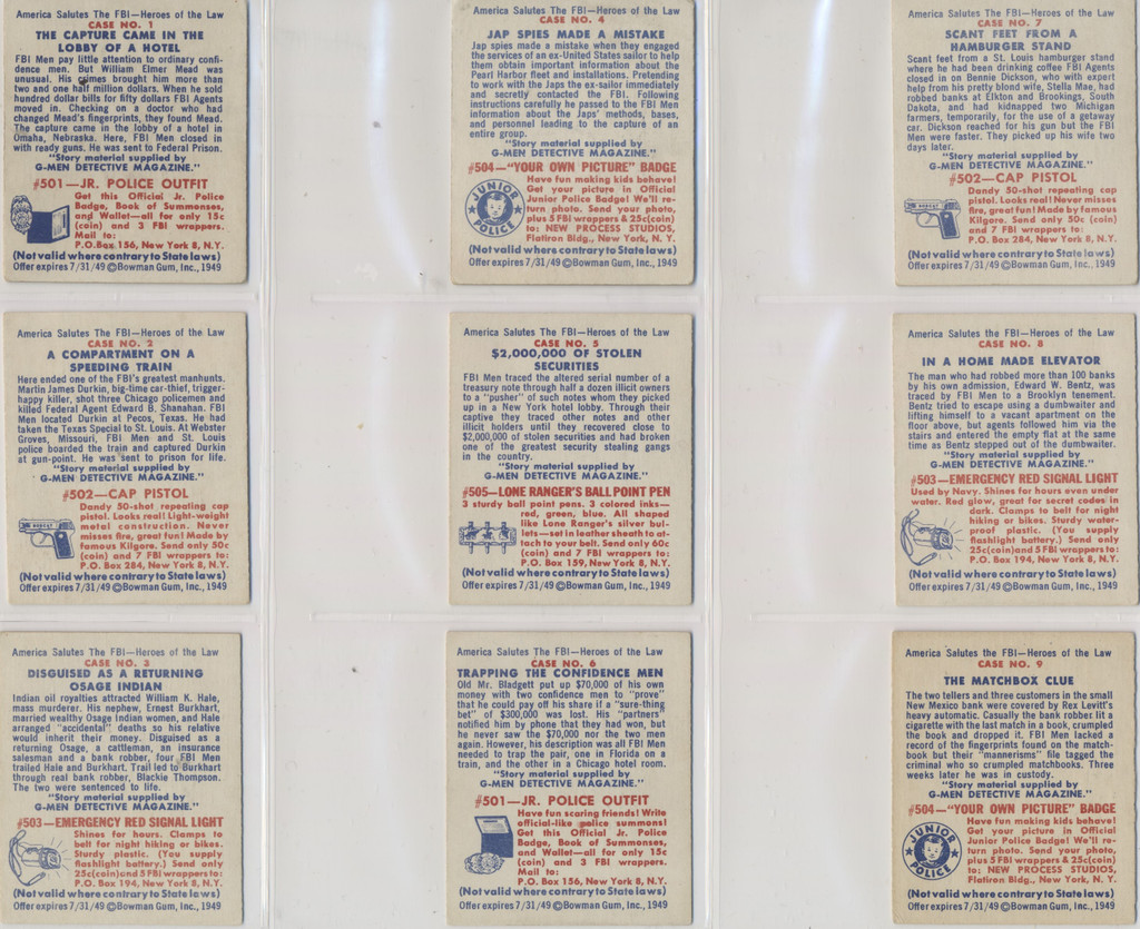 1949 Bowman America Salutes The F.B.I. Set 36 Set 2  #*sku28931