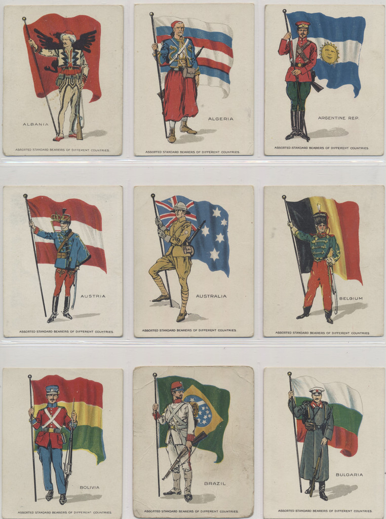 1914-16 T105 Assorted Standard Bearers Of Different Countries Thick Line Back Set 50  #*sku31158
