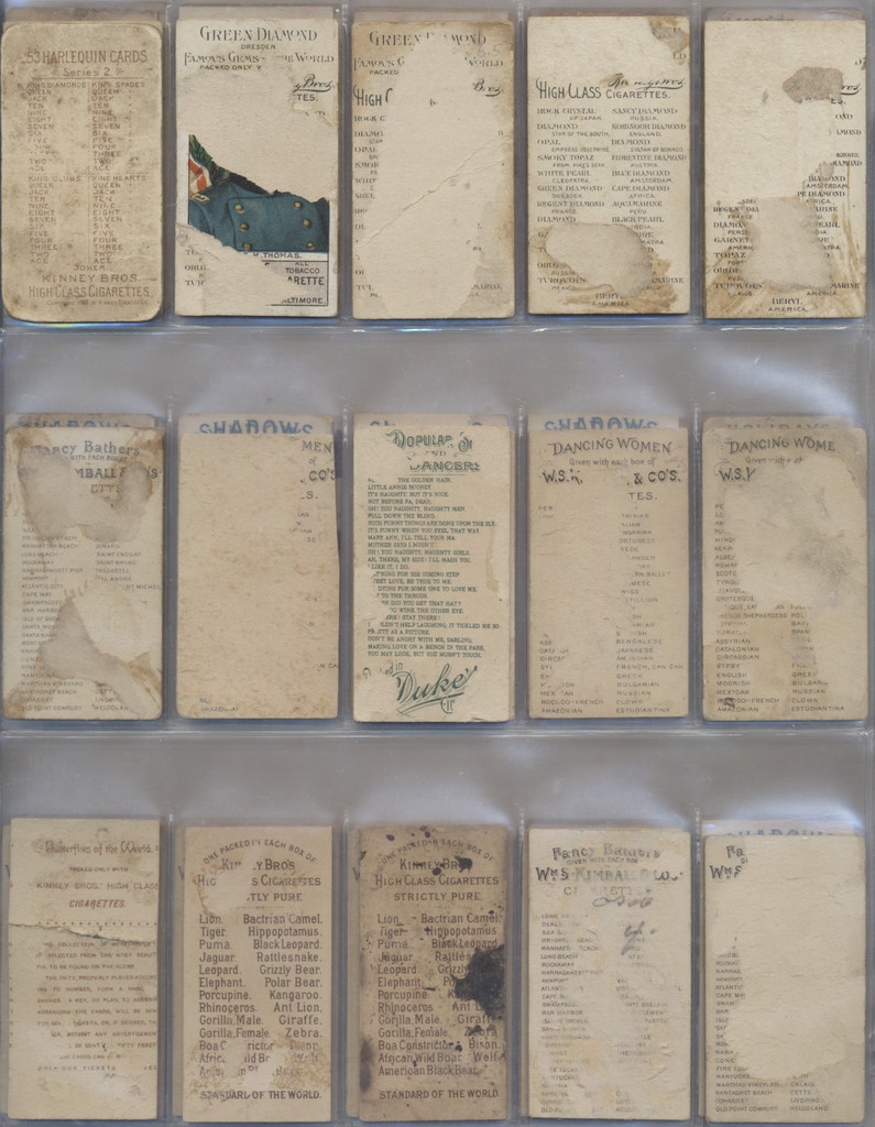 1887/88 Tobacco Cards Damaged Backs Lot 66 (27) Different "N" Numbers Plus 1 Unknown  #*