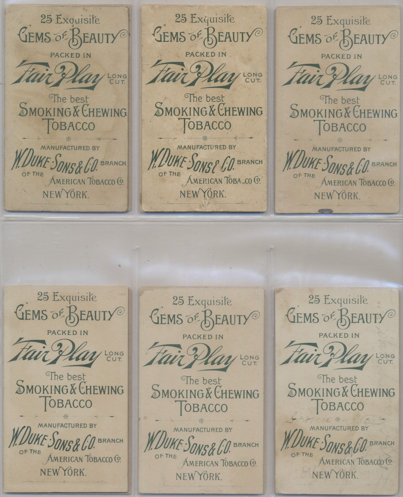 1890 N111A W. Duke & Sons Co Gems Of Beauty Fair Play Long Cut Lot 13/25 "" TOUGH!!!  #*