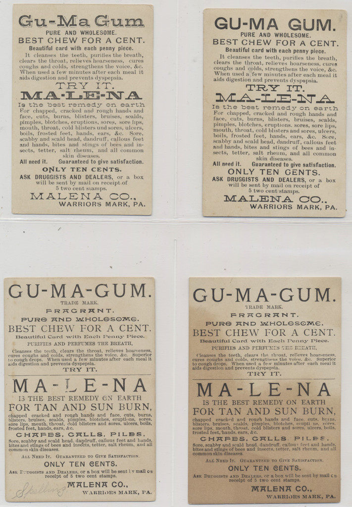 1900's E284 Malena Gu-Ma Gum Lot Of 4  #*