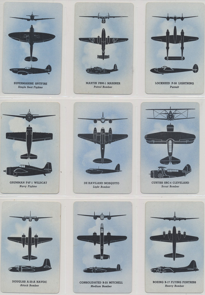 1940's Leaf Gum Co Card-O R112-12a Aircraft Recognition Card-O Set 9  #*