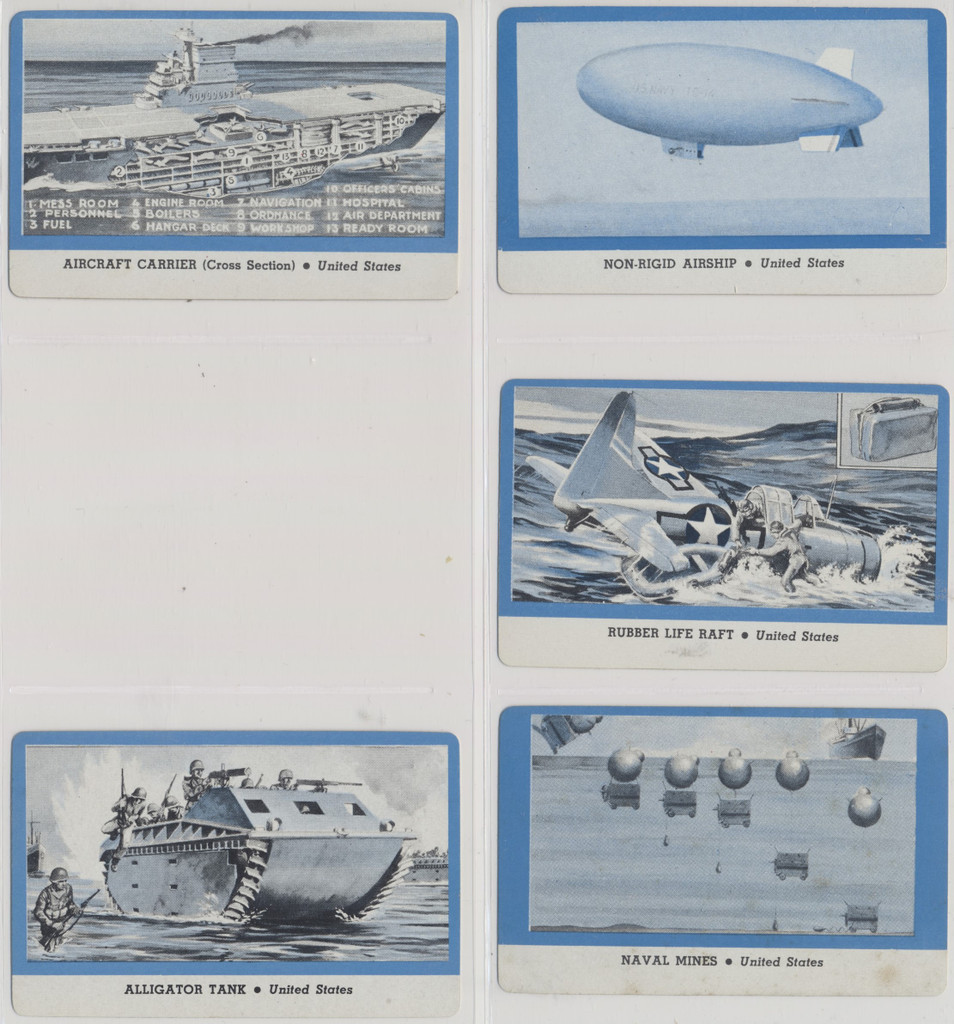 1940's R112-6 Card-O U S Naval Equipment Set 5 "" WILL SELL SINGLES  #*