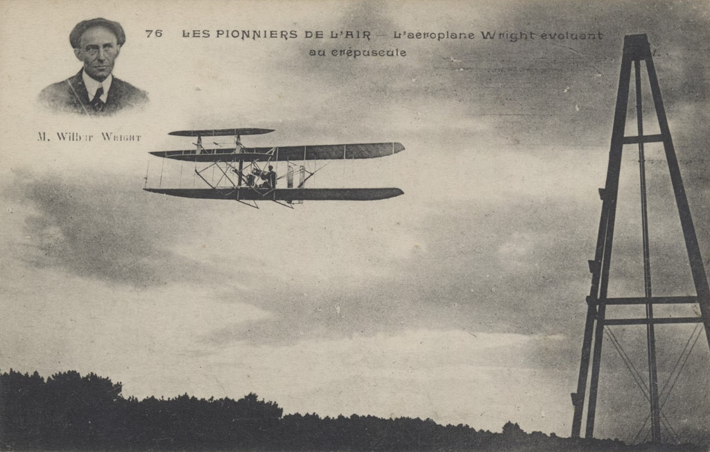 1908 Post Card #76 Wright Brothers Aviation France Real Photo Small Photo Wilbur  #*